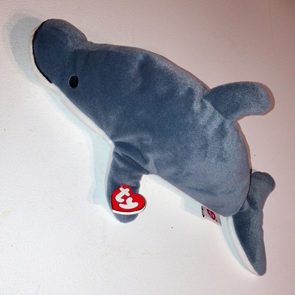 TY Pillow Pal Plush Gray Dolphin Toy